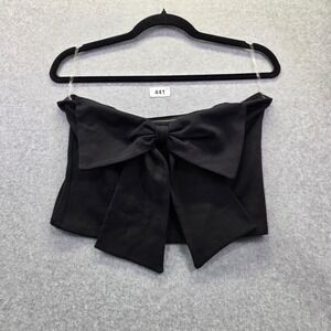 FORE Black Strapless Tube Top with Oversized Front Bow Detail Cropped Large